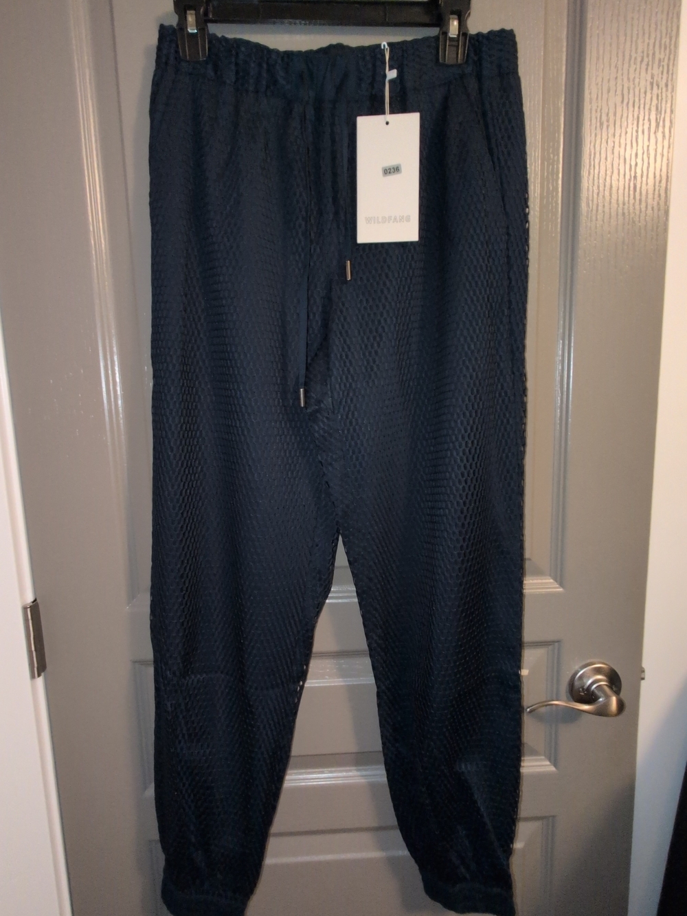 Wildfang Navy Textured Track Joggers
